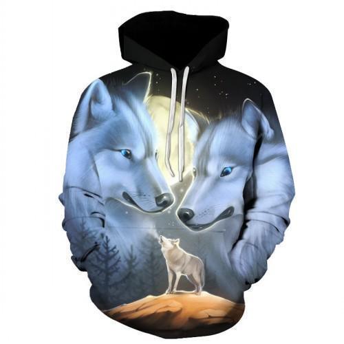 3d wolf outlet print hoodie