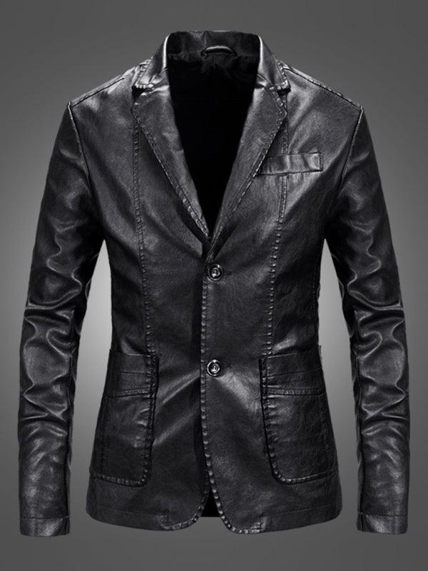 Leather blazer mens sales slim fit