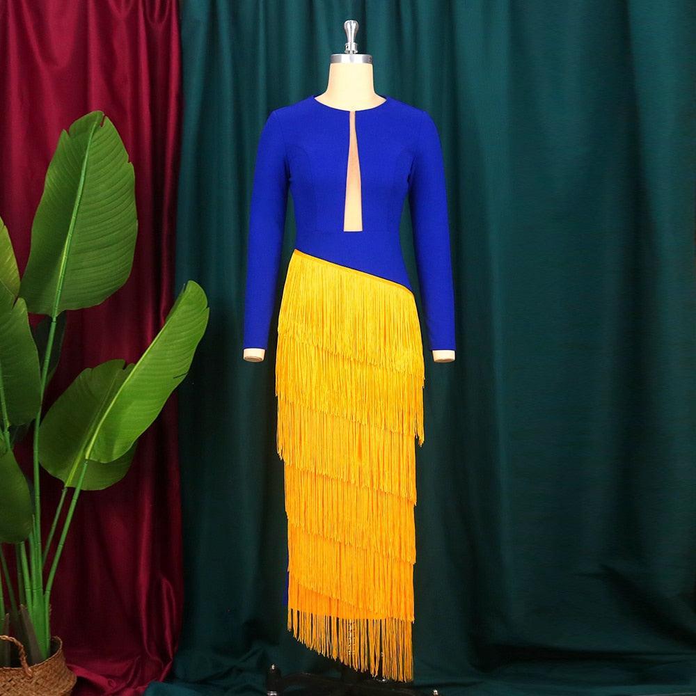 Blue-Yellow Cocktail Dress - Dress - LeStyleParfait