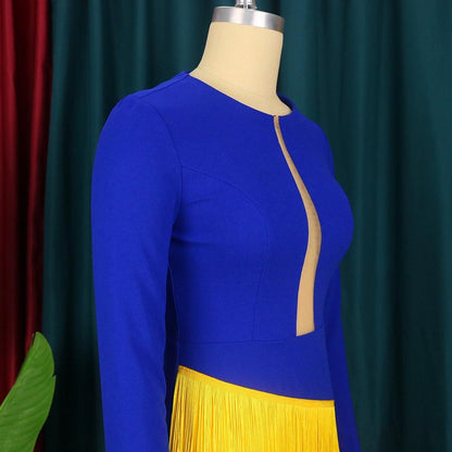 Blue-Yellow Cocktail Dress - Dress - LeStyleParfait