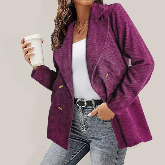 Corduroy Pea Coat for Women - Pea Coat - LeStyleParfait