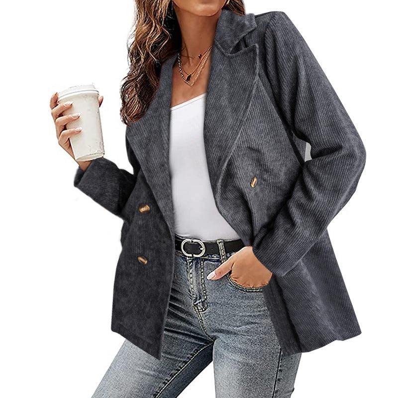 Corduroy Pea Coat for Women - Pea Coat - LeStyleParfait