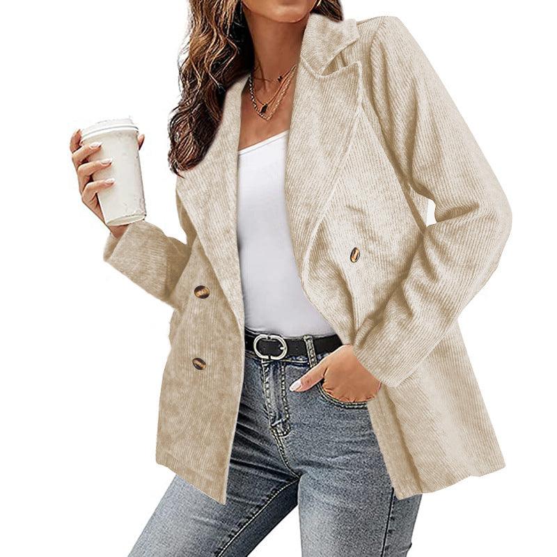 Corduroy Pea Coat for Women - Pea Coat - LeStyleParfait