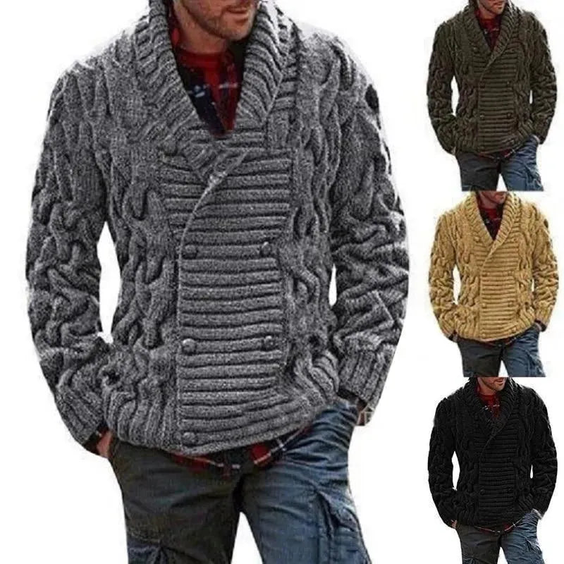 Crocheted Double-Breast Cardigan For Men - Cardigan Sweater - LeStyleParfait