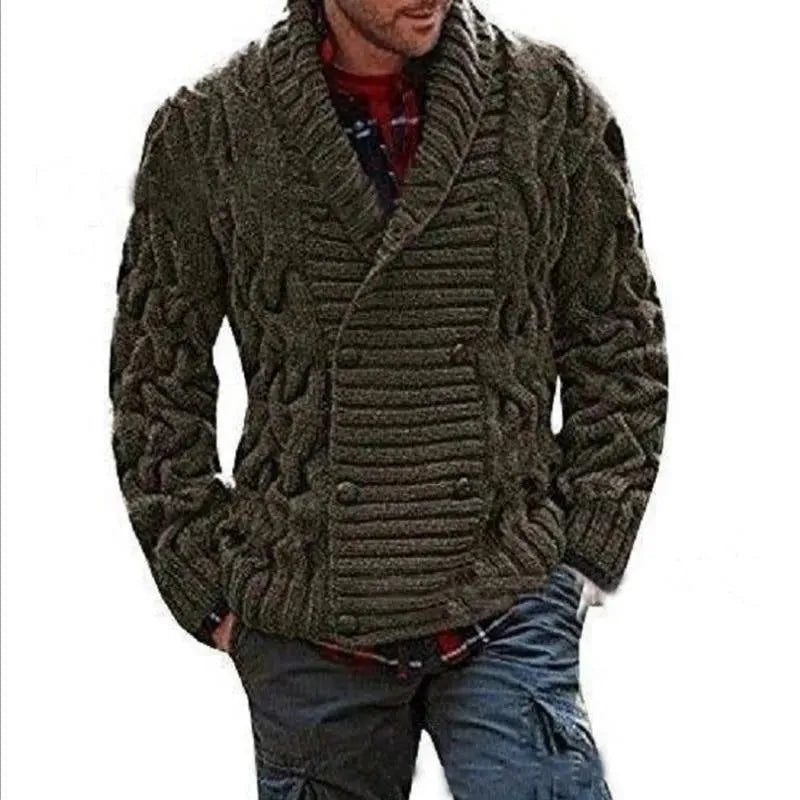 Crocheted Double-Breast Cardigan For Men - Cardigan Sweater - LeStyleParfait