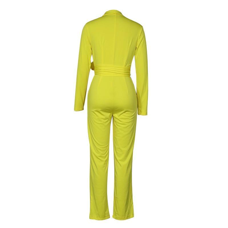 Deep V-Neck Office Lady Jumpsuits For Women - LeStyleParfait Kenya