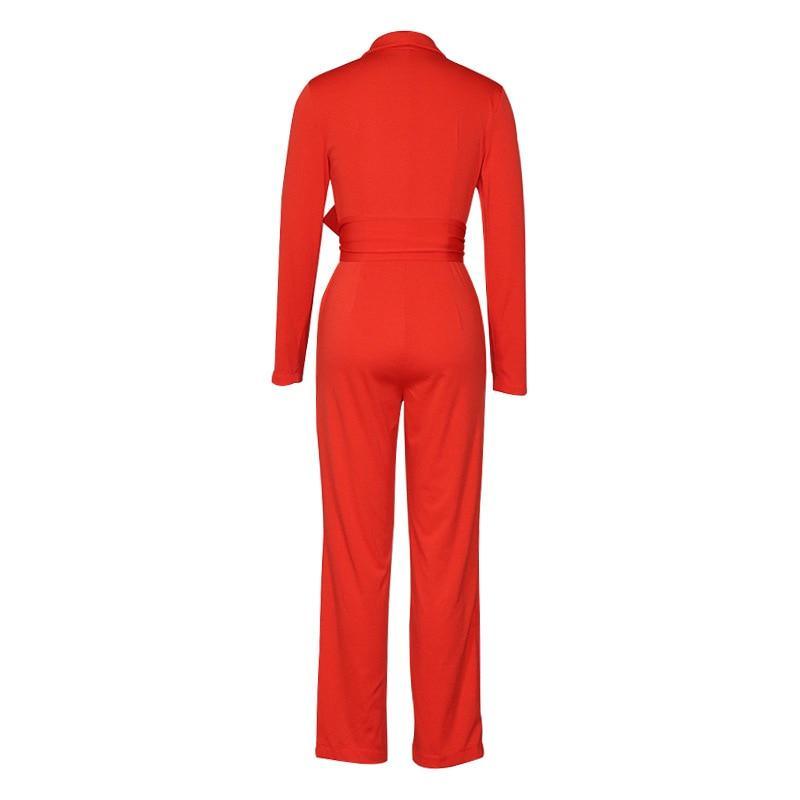 Deep V-Neck Office Lady Jumpsuits For Women - LeStyleParfait Kenya