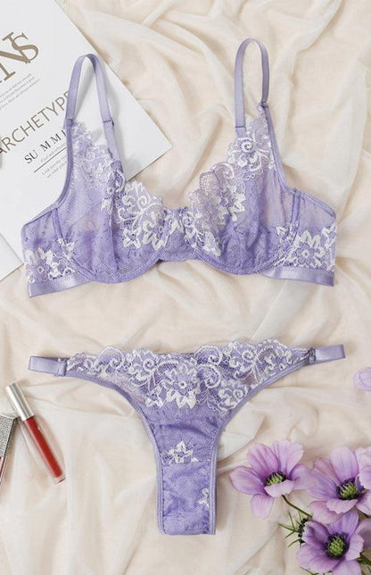 Embroidered Lace Women Lingerie Set - Lingerie Set - LeStyleParfait