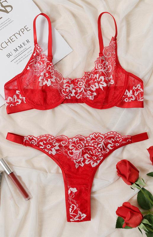 Embroidered Lace Women Lingerie Set - Lingerie Set - LeStyleParfait