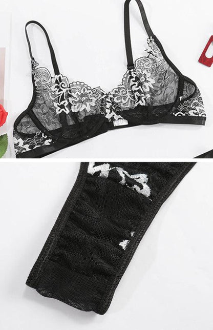 Embroidered Lace Women Lingerie Set - Lingerie Set - LeStyleParfait