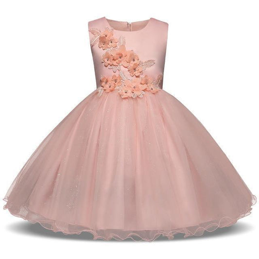 Fancy Girls Dresses Christmas or Wedding Dresses 1- 8 Years White Pink - Dress - LeStyleParfait Kenya