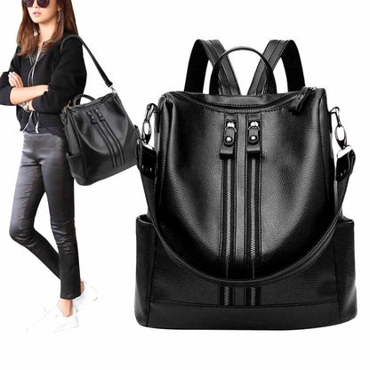 Fashion Black Leather Women's Backpack - LeStyleParfait Kenya