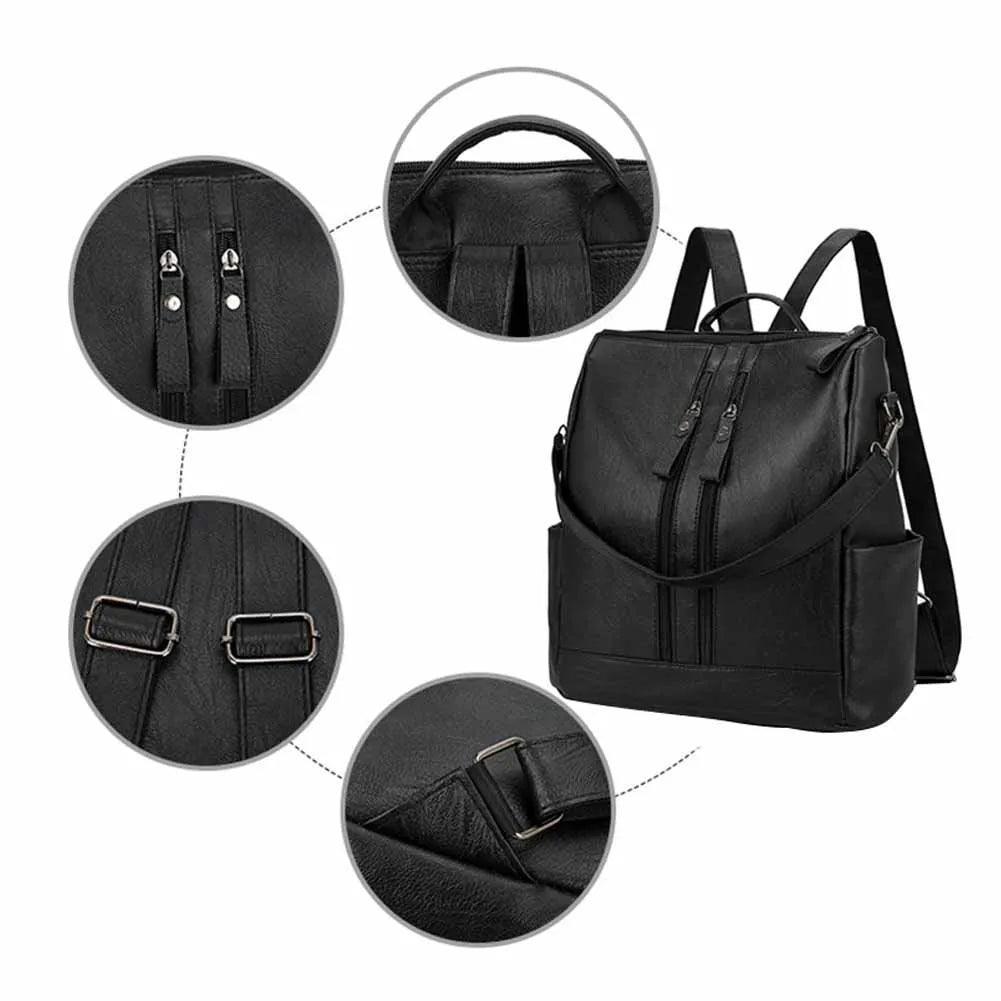 Fashion Black Leather Women's Backpack - LeStyleParfait Kenya