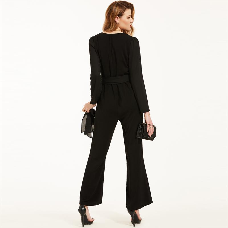 Fashion Jumpsuits Black Sexy V Neck Jumpsuit - LeStyleParfait Kenya