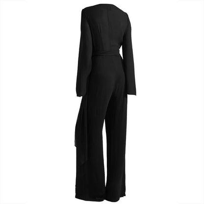 Fashion Jumpsuits Black Sexy V Neck Jumpsuit - LeStyleParfait Kenya