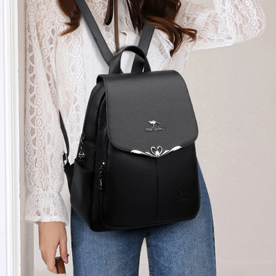 Fashion Leather Women's School Backpack - LeStyleParfait Kenya