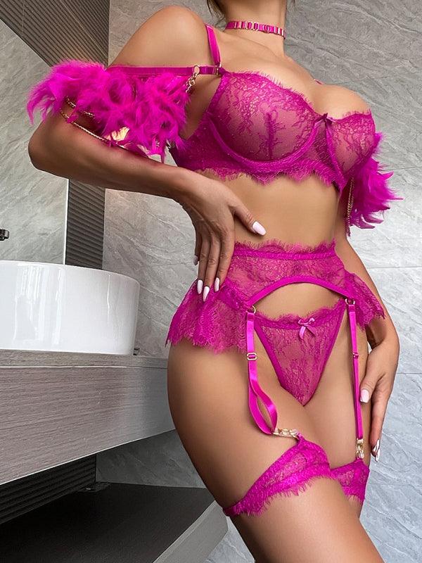 Feather Stitching Women Sexy Lingerie Set - Lingerie Set - LeStyleParfait