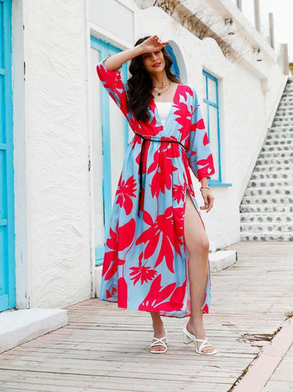 Floral Chiffon Maxi Dress With Slit - Maxi Dress - LeStyleParfait