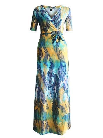 Floral Dress V Neck Plus Size Maxi Dress - LeStyleParfait Kenya