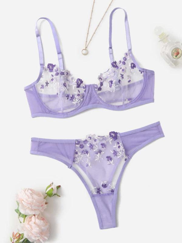 Floral Lingerie Bralette Set - Bralette Set - LeStyleParfait