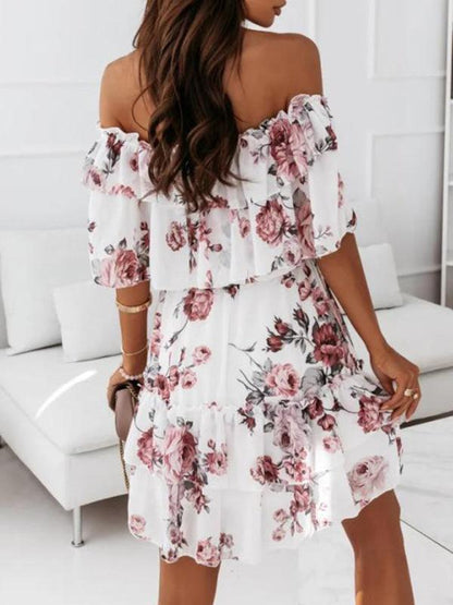 Floral Ruffle Mini Day Dress - Mini Dress - LeStyleParfait Kenya