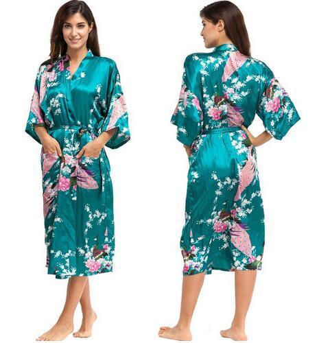 Floral Silk Kimono Nightgown - Nightgown - LeStyleParfait