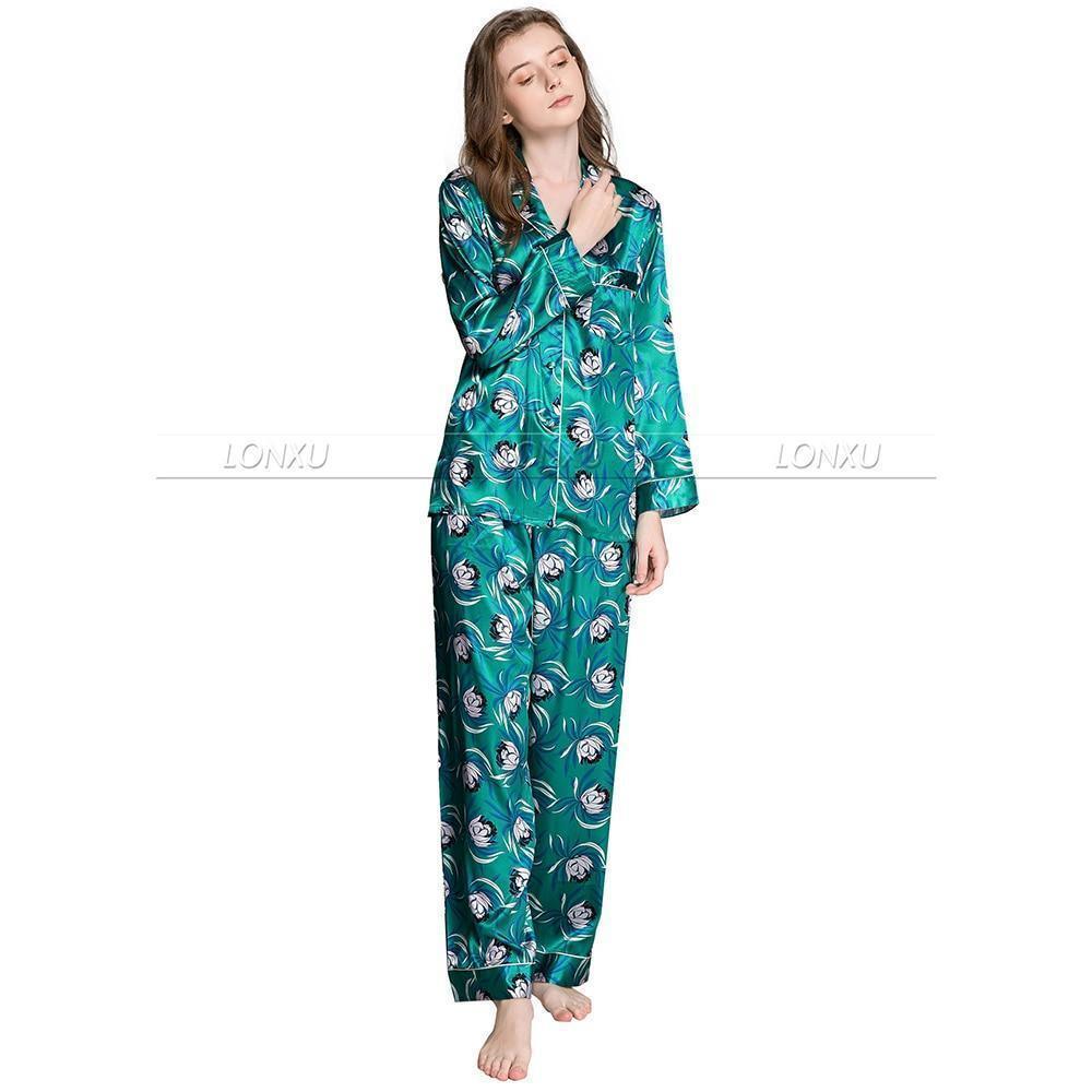 Floral Silk Women Pajama Set - Pajama Pant Set - LeStyleParfait