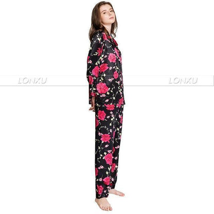 Floral Silk Women Pajama Set - Pajama Pant Set - LeStyleParfait