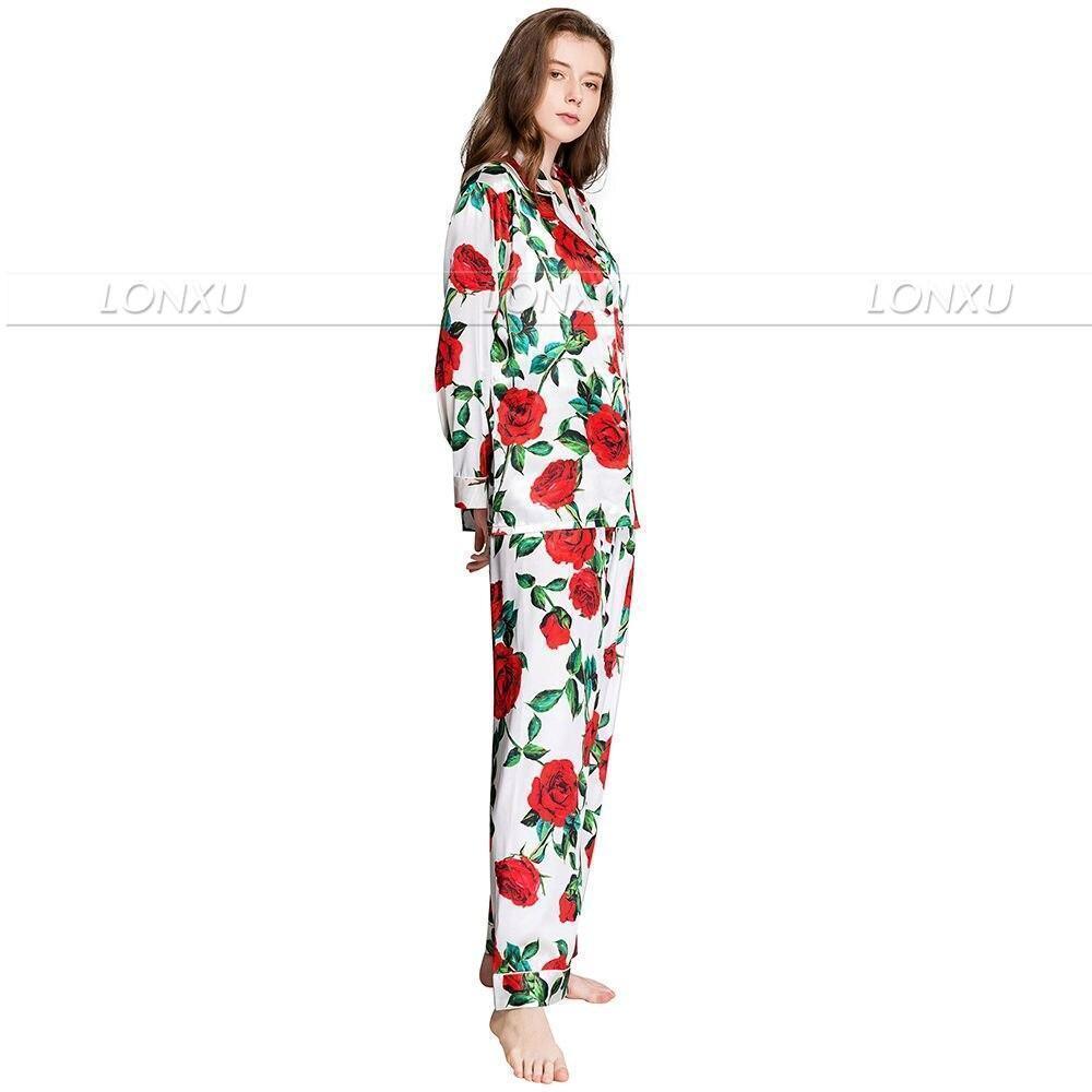 Floral Silk Women Pajama Set - Pajama Pant Set - LeStyleParfait