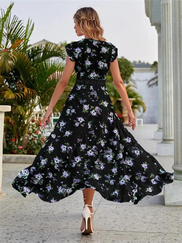 Floral V-Neck Maxi Day Dress - Maxi Dress - LeStyleParfait Kenya