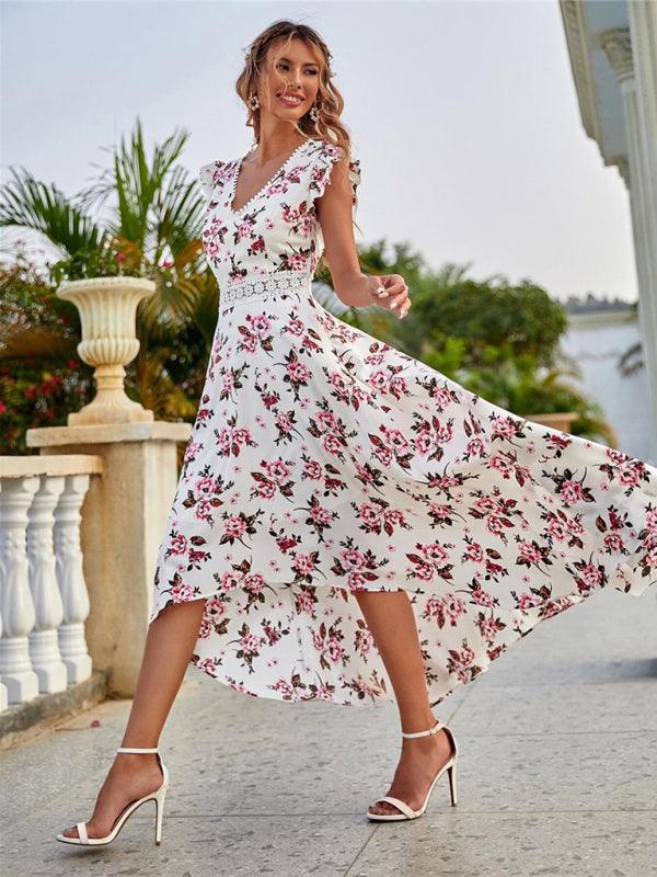 Floral V-Neck Maxi Day Dress - Maxi Dress - LeStyleParfait Kenya