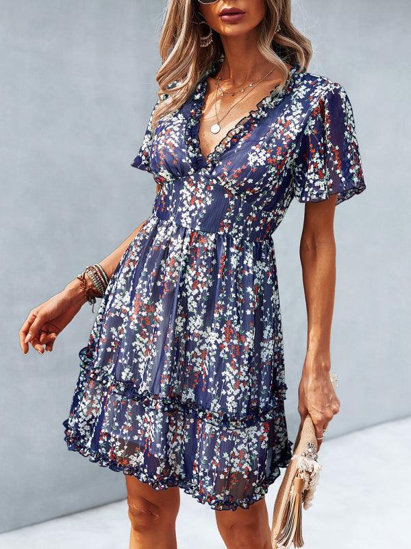 Floral Women Mini Day Dress - Mini Dress - LeStyleParfait