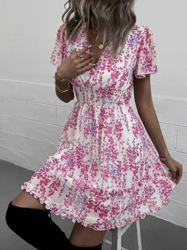 Floral Women Mini Day Dress - Mini Dress - LeStyleParfait