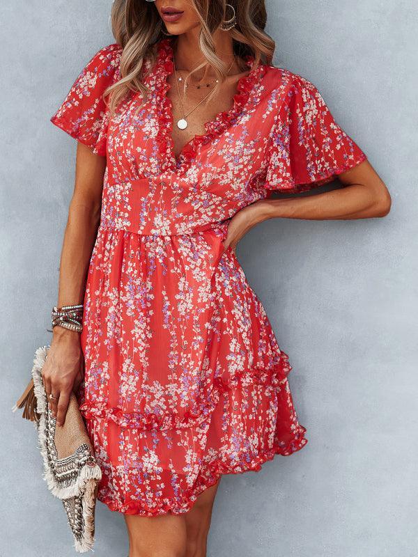 Floral Women Mini Day Dress - Mini Dress - LeStyleParfait