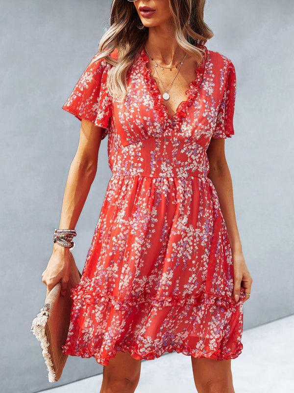 Floral Women Mini Day Dress - Mini Dress - LeStyleParfait