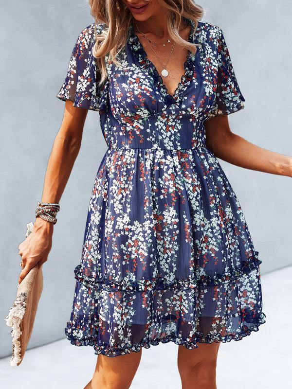 Floral Women Mini Day Dress - Mini Dress - LeStyleParfait