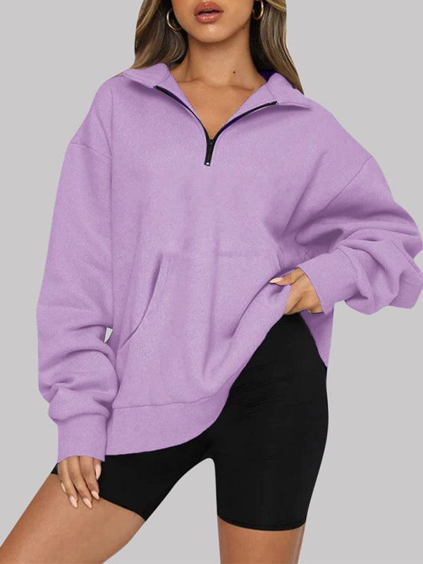 Front Pocket Zipper Women Sweatshirt - Women Sweatshirt - LeStyleParfait