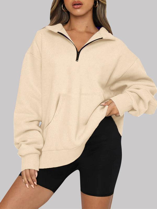 Front Pocket Zipper Women Sweatshirt - Women Sweatshirt - LeStyleParfait