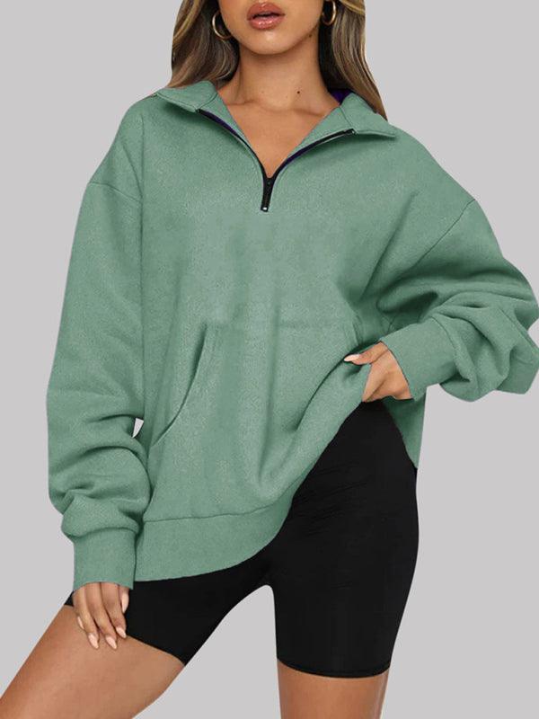 Front Pocket Zipper Women Sweatshirt - Women Sweatshirt - LeStyleParfait