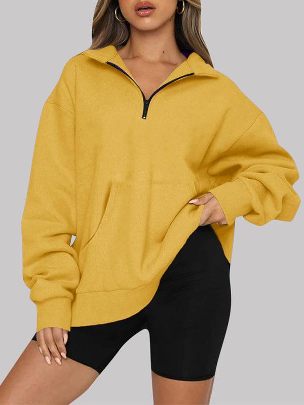 Front Pocket Zipper Women Sweatshirt - Women Sweatshirt - LeStyleParfait