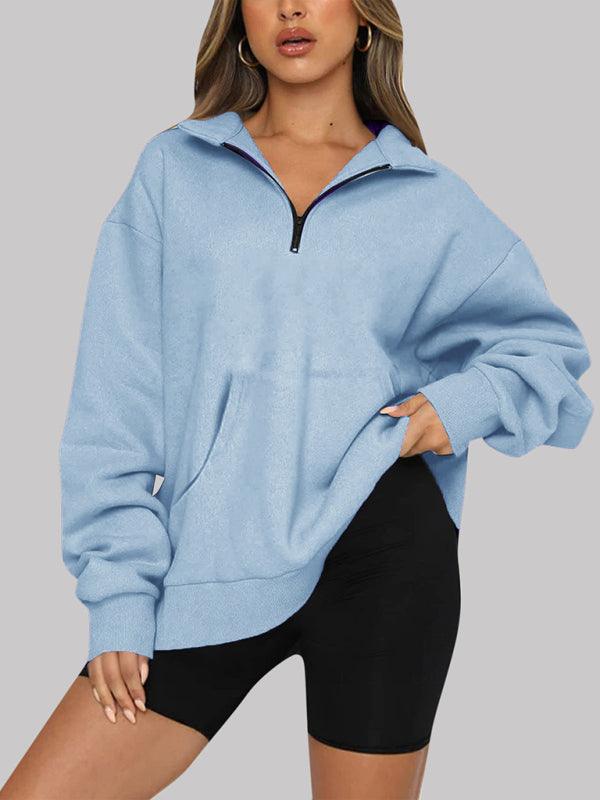 Front Pocket Zipper Women Sweatshirt - Women Sweatshirt - LeStyleParfait