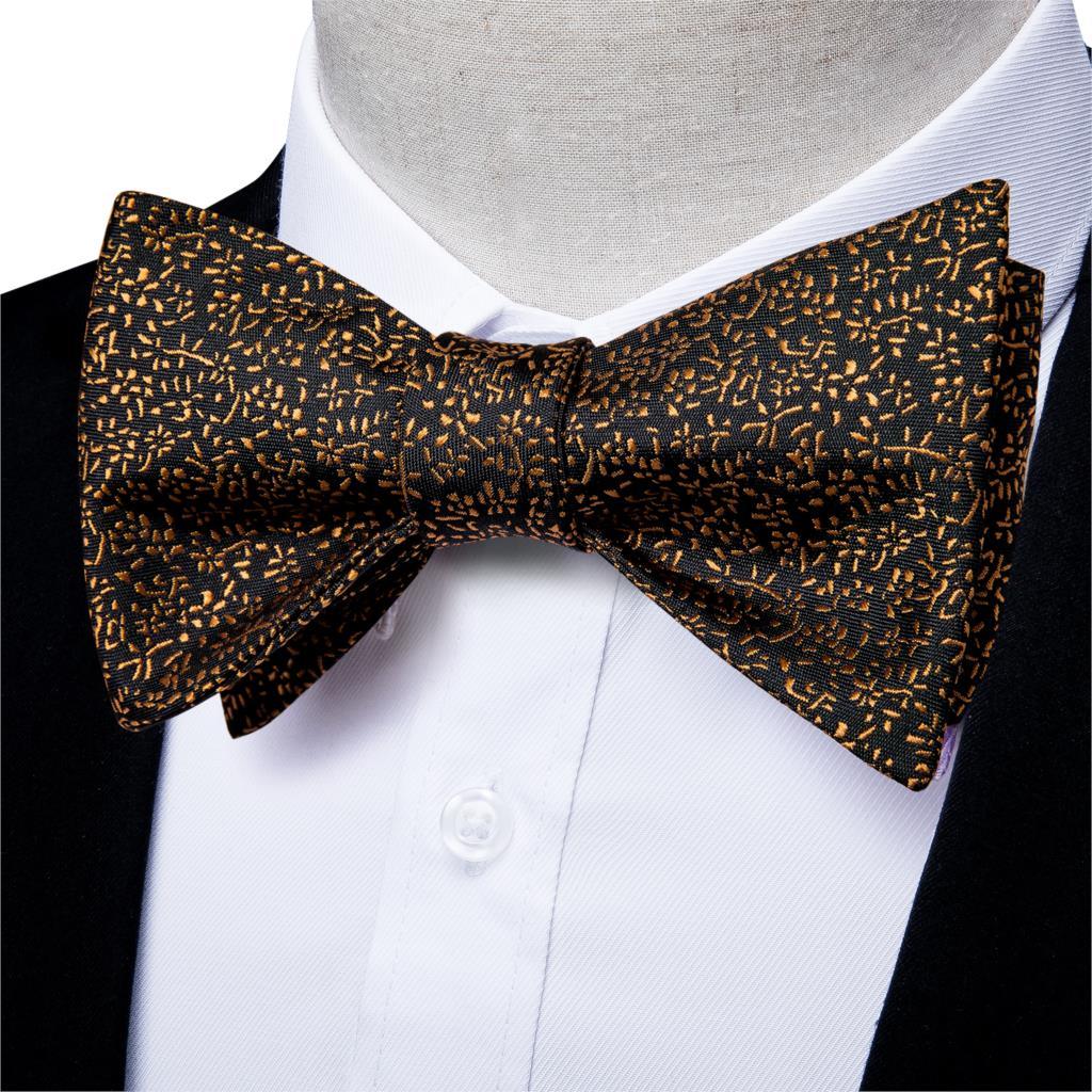 Golden Leaves Silk Bow Tie Set - Necktie - LeStyleParfait Kenya