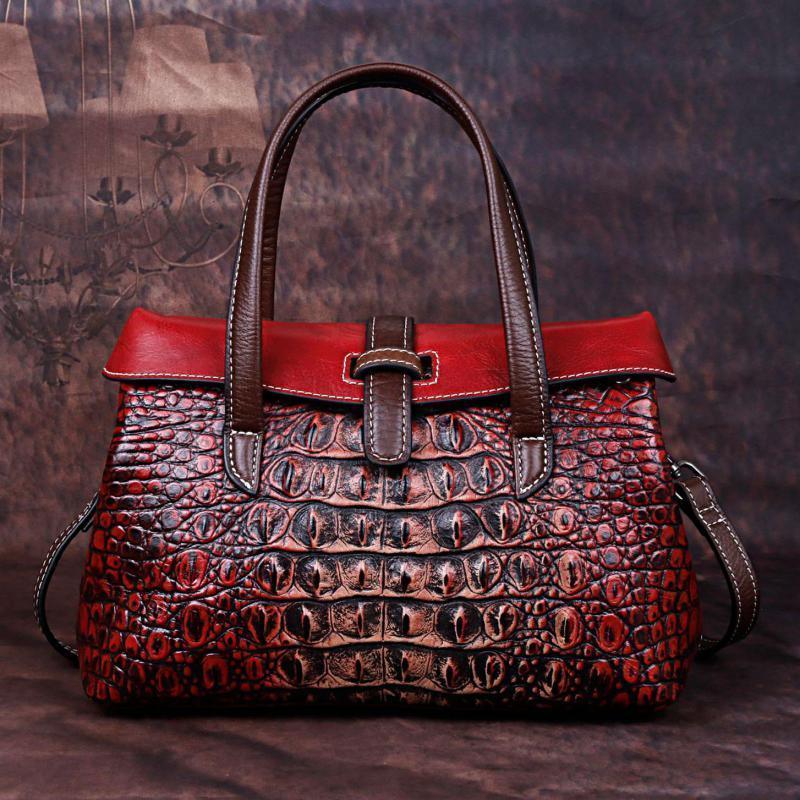 Women's embossed hot sale leather handbags