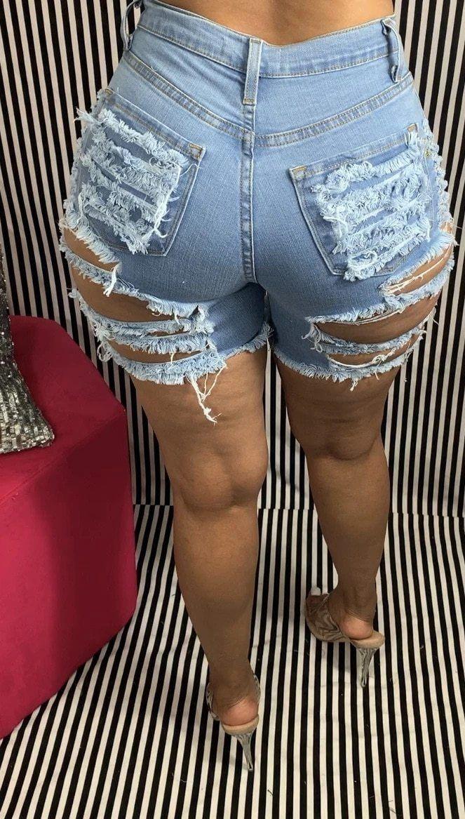 High Waist Ripped Denim Shorts For Women - Shorts - LeStyleParfait Kenya