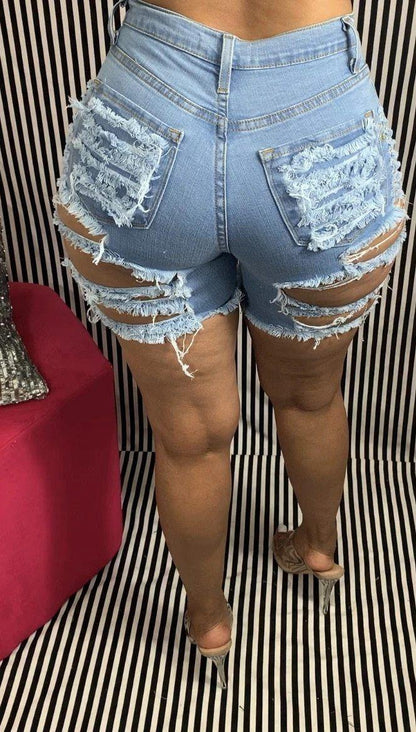 High Waist Ripped Denim Shorts For Women - Shorts - LeStyleParfait Kenya