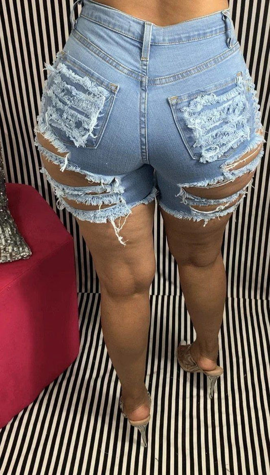 High Waist Ripped Denim Shorts For Women - Shorts - LeStyleParfait Kenya