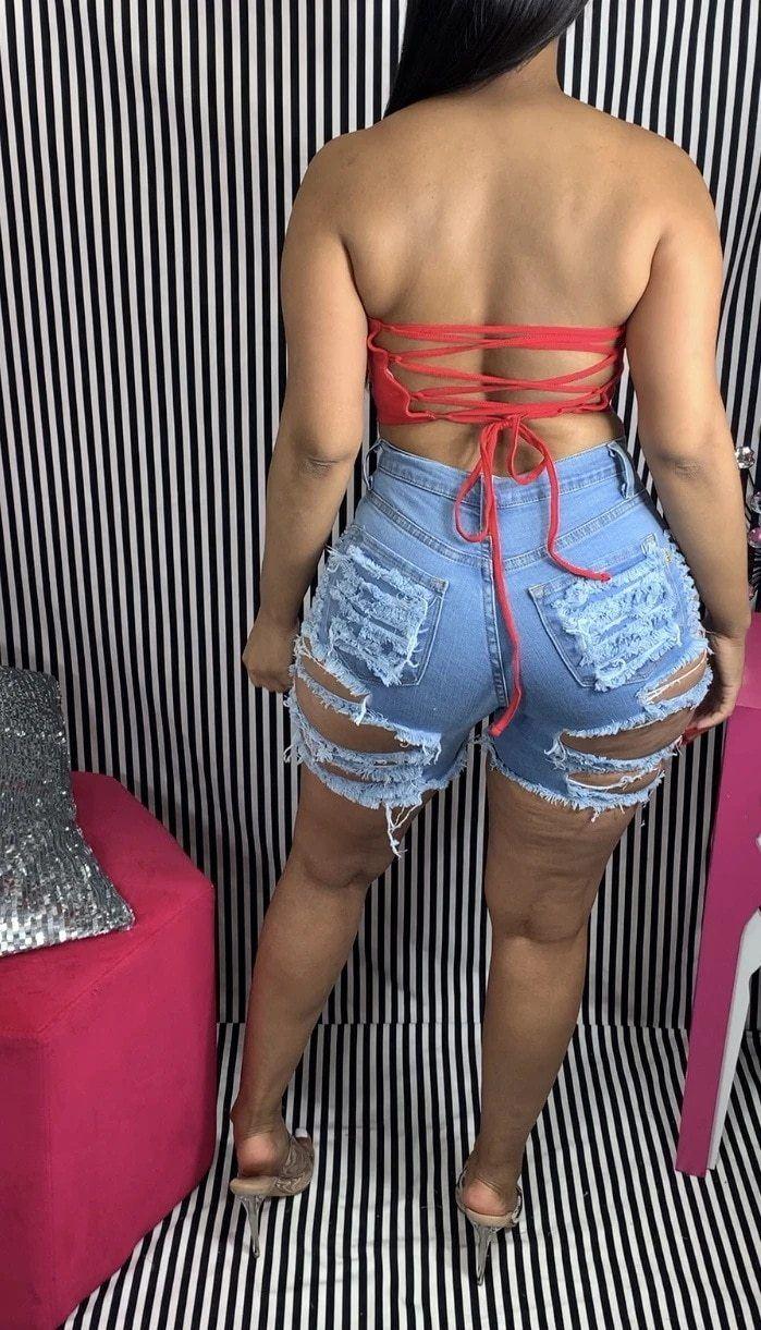 High Waist Ripped Denim Shorts For Women - Shorts - LeStyleParfait Kenya