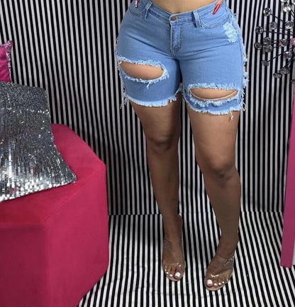 High Waist Ripped Denim Shorts For Women - Shorts - LeStyleParfait Kenya