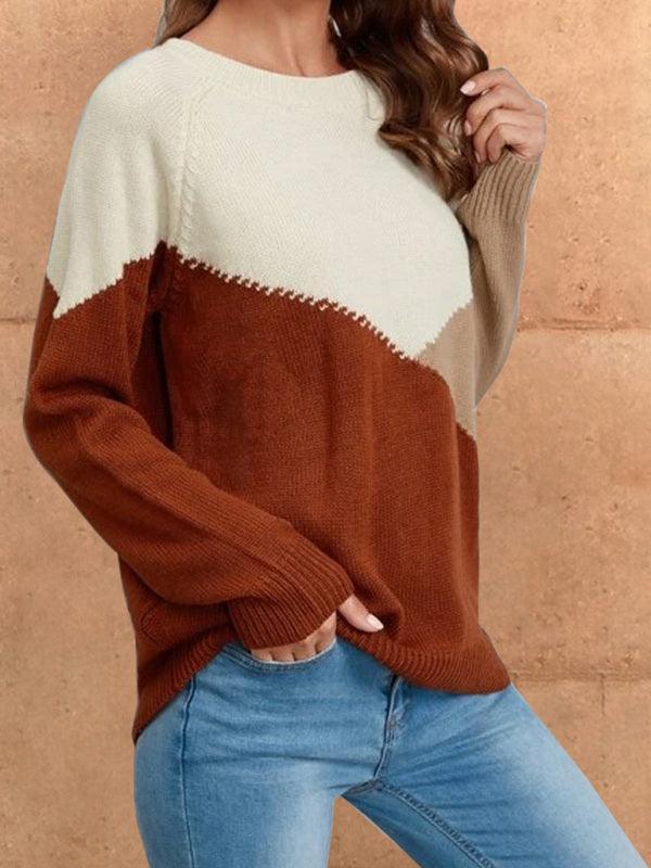 Long Sleeve Multicolor Women Sweater Top - Pullover Sweater - LeStyleParfait