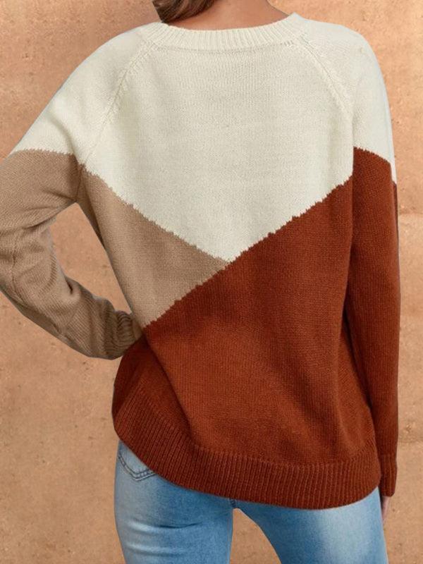 Long Sleeve Multicolor Women Sweater Top - Pullover Sweater - LeStyleParfait